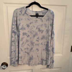 GAP Light Blue Tie-Dye Crew Neck Top